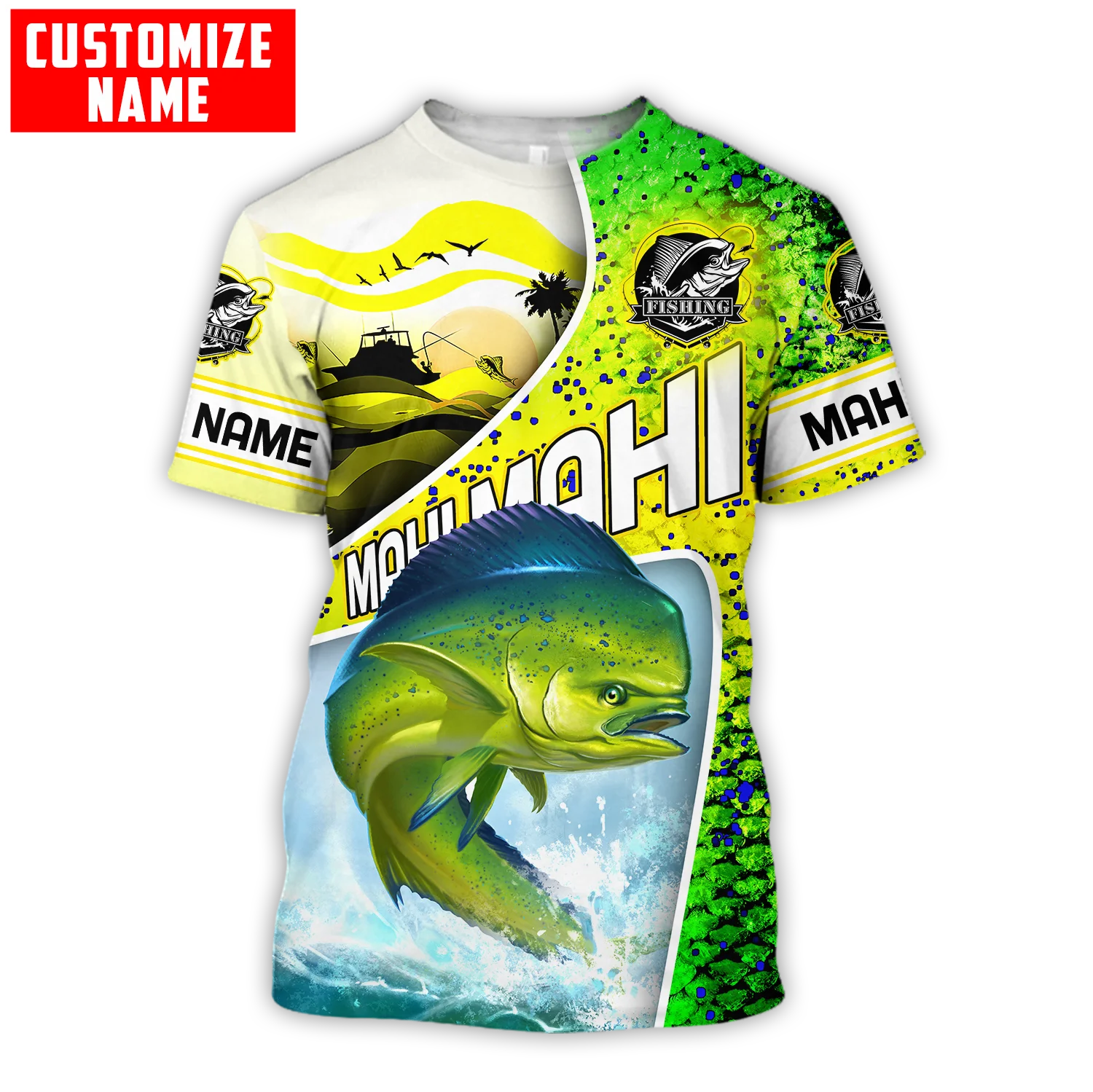 3D Printing Name - Мужская футболка с 3D-принтом Mahi-mahi fishing