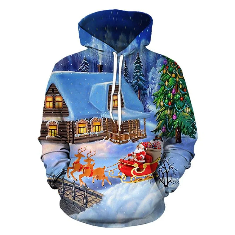 Santa Claus Cat Pattern Hoodie – обзор и цена 3D Printing Rabbit